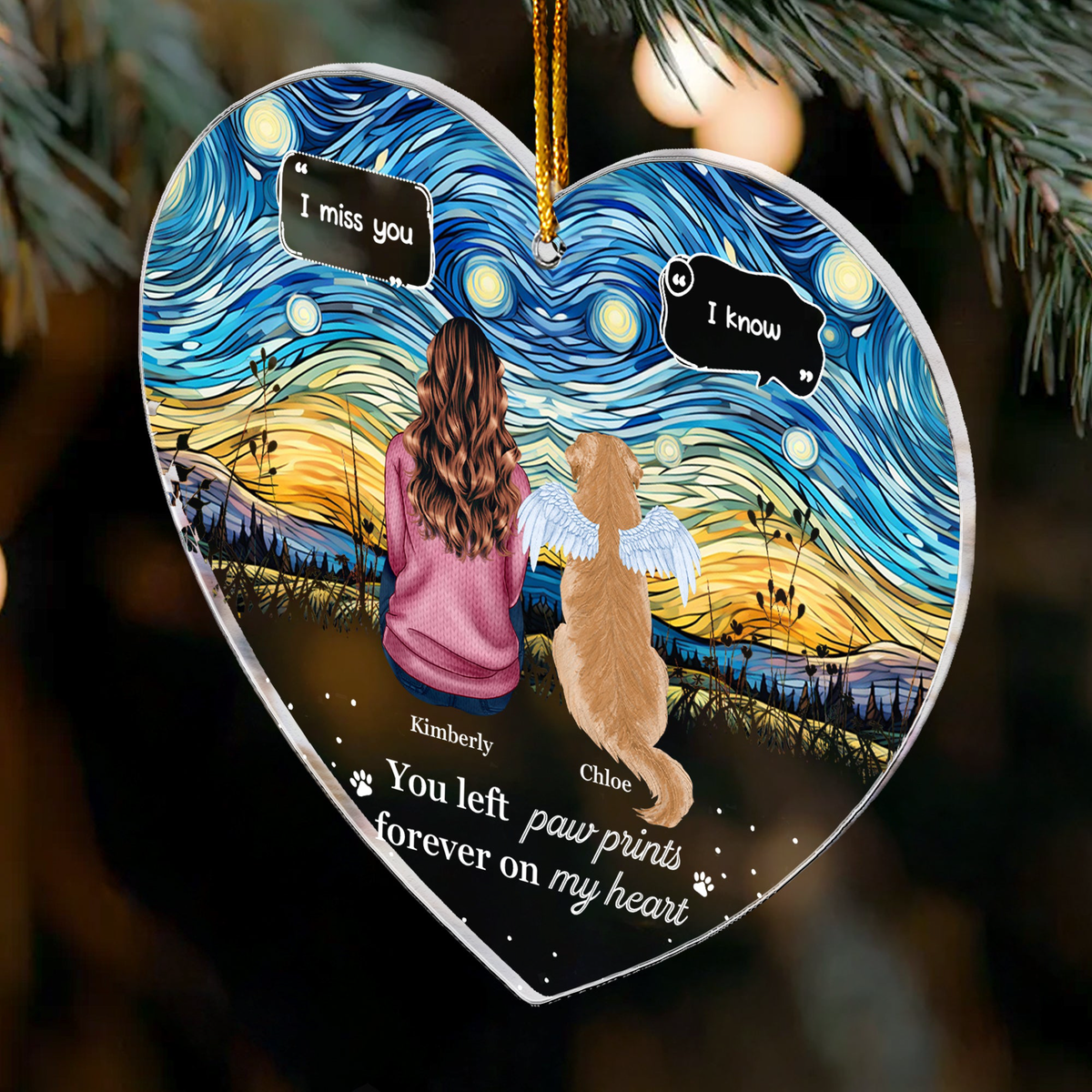 Pet Loss Christmas Gifts I Miss You You Left Paw Prints On My Heart - Personalized Ornament