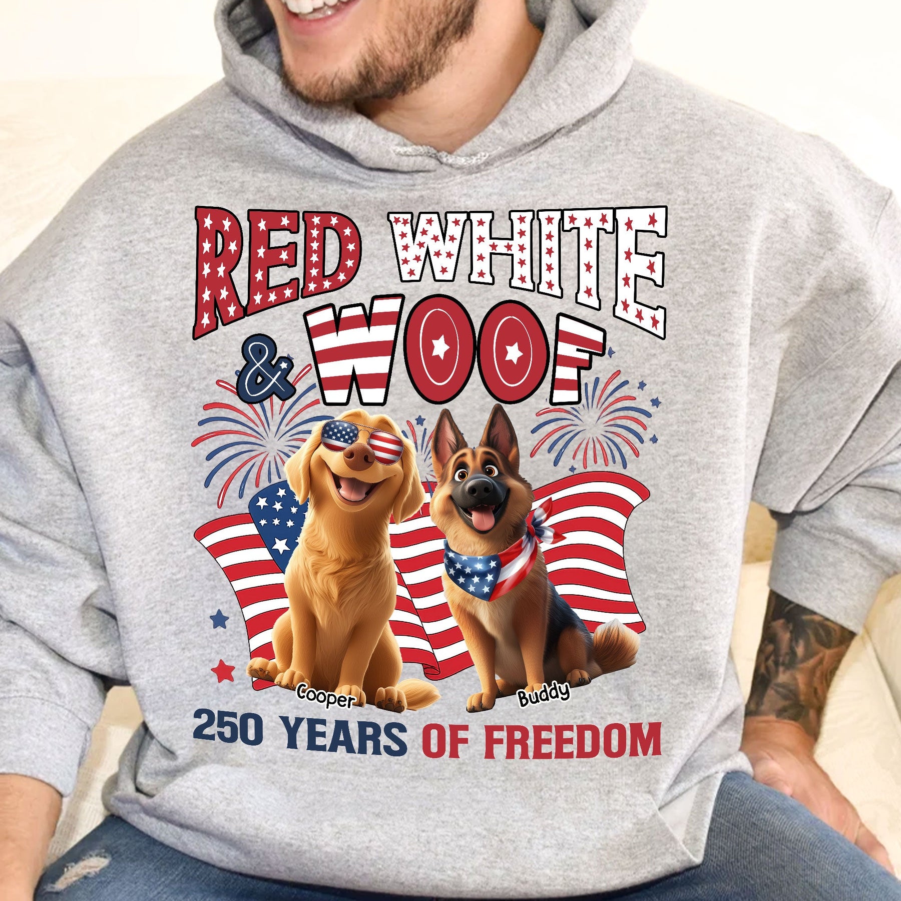 Red White & Woof 250 Years Of Freedom - Personalized Shirt