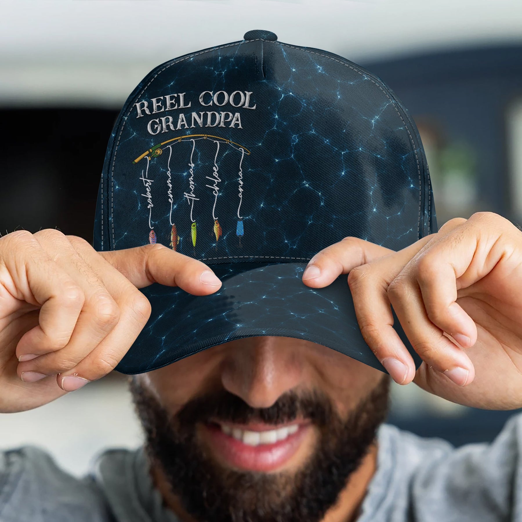 Reel Cool Grandpa Colorful - Personalized Cap