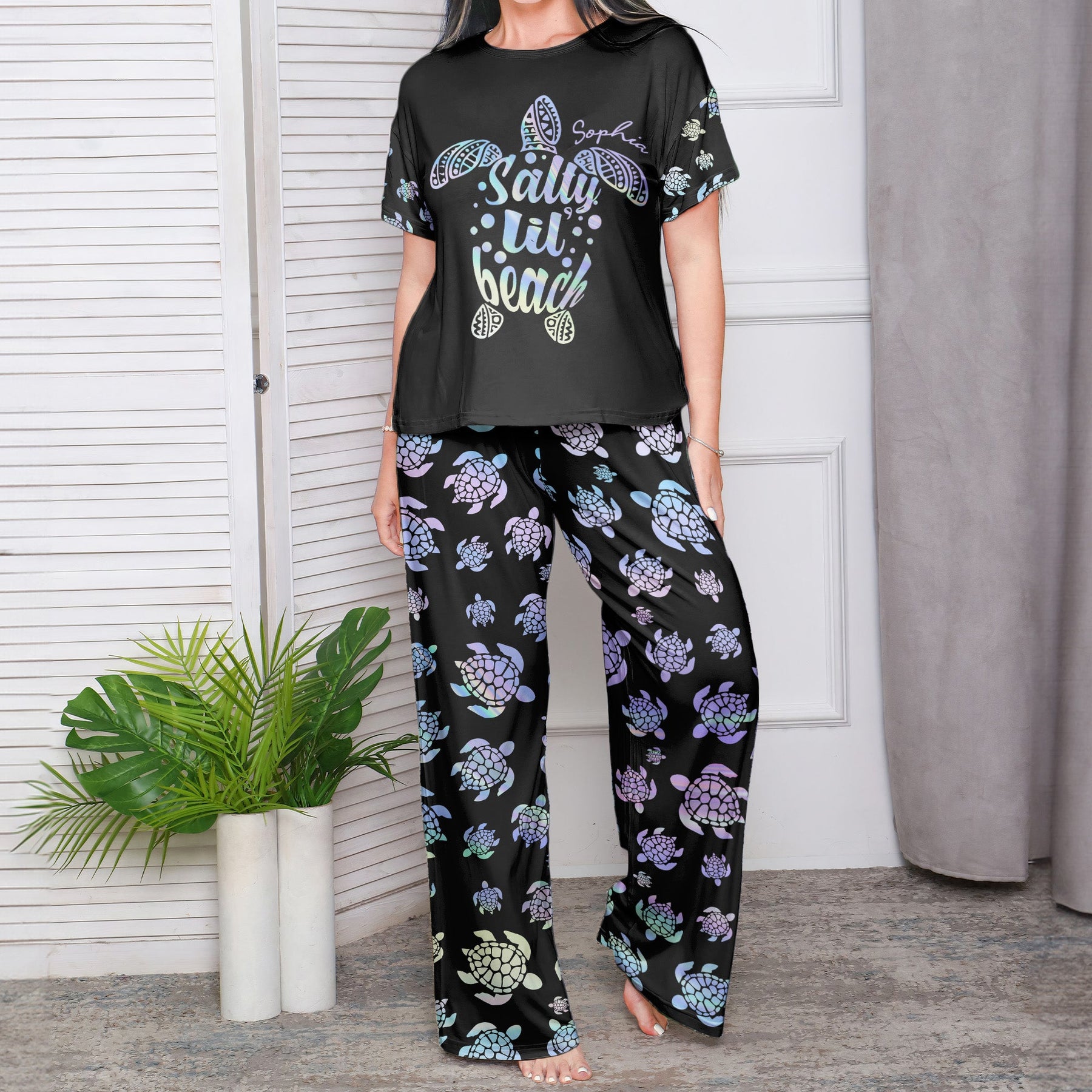 Salty Lil' Beach Aurora Turles - Personalized Pajama Shorts Set