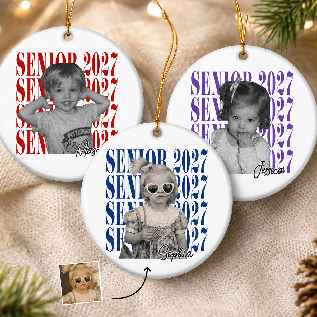 Senior Custom Vintage Photo - Personalized Ornament