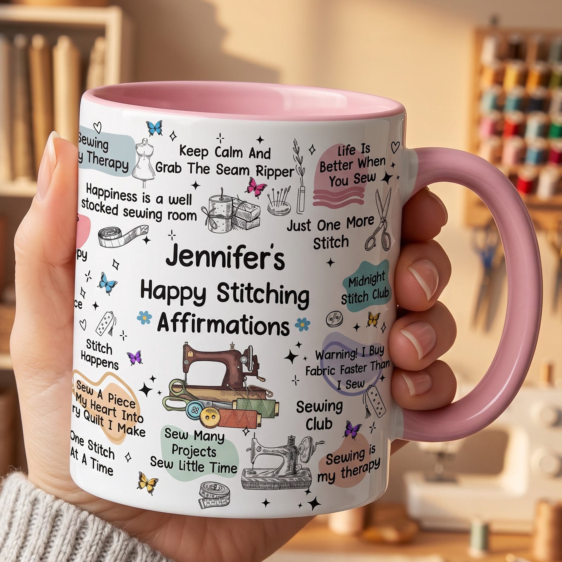 Sewing Mug Affirmation - Gift For Sewing Lover Sewing Club - Personalized Mug