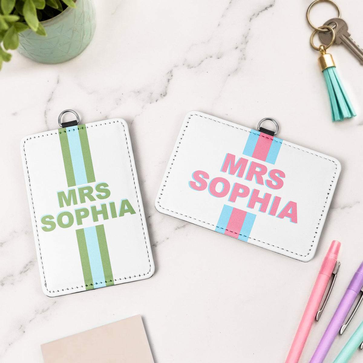 Shadow Monogram Letter Name - Personalized Badge Holder