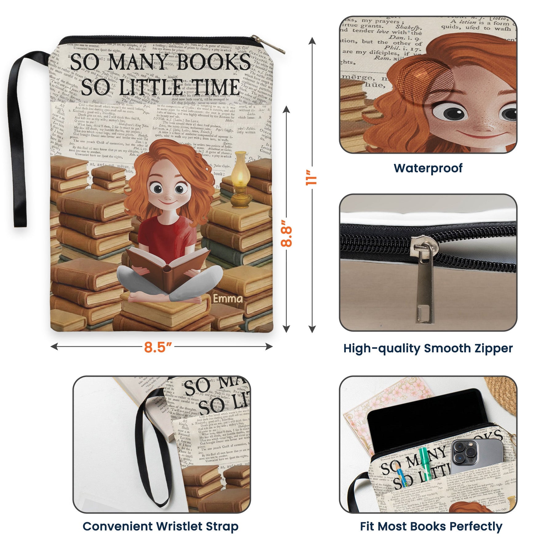 So Many Books So Little Time - Personalized Book Sleeve