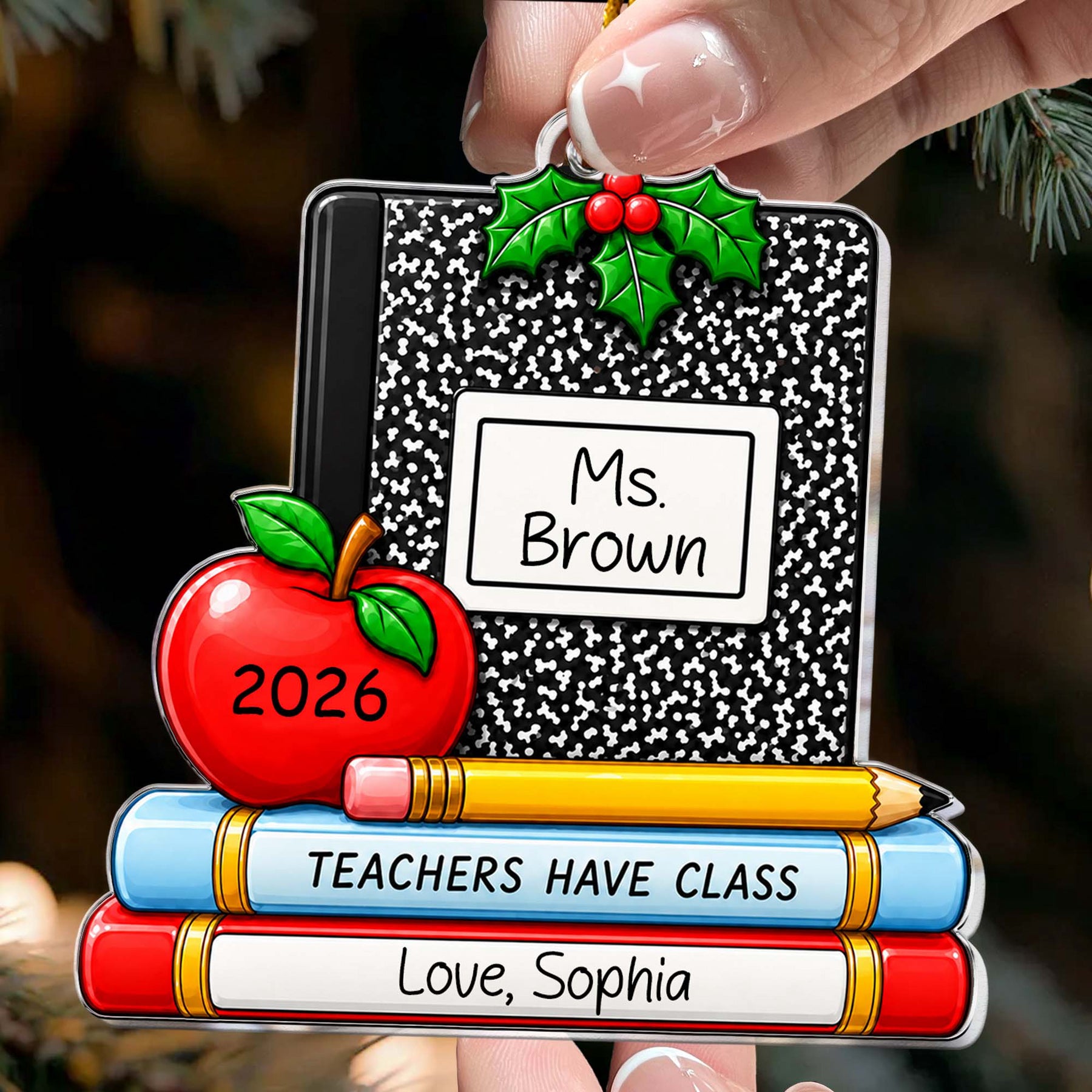 Teacher Composition Book Thank You Appreciation Gift - Personalized Ornament