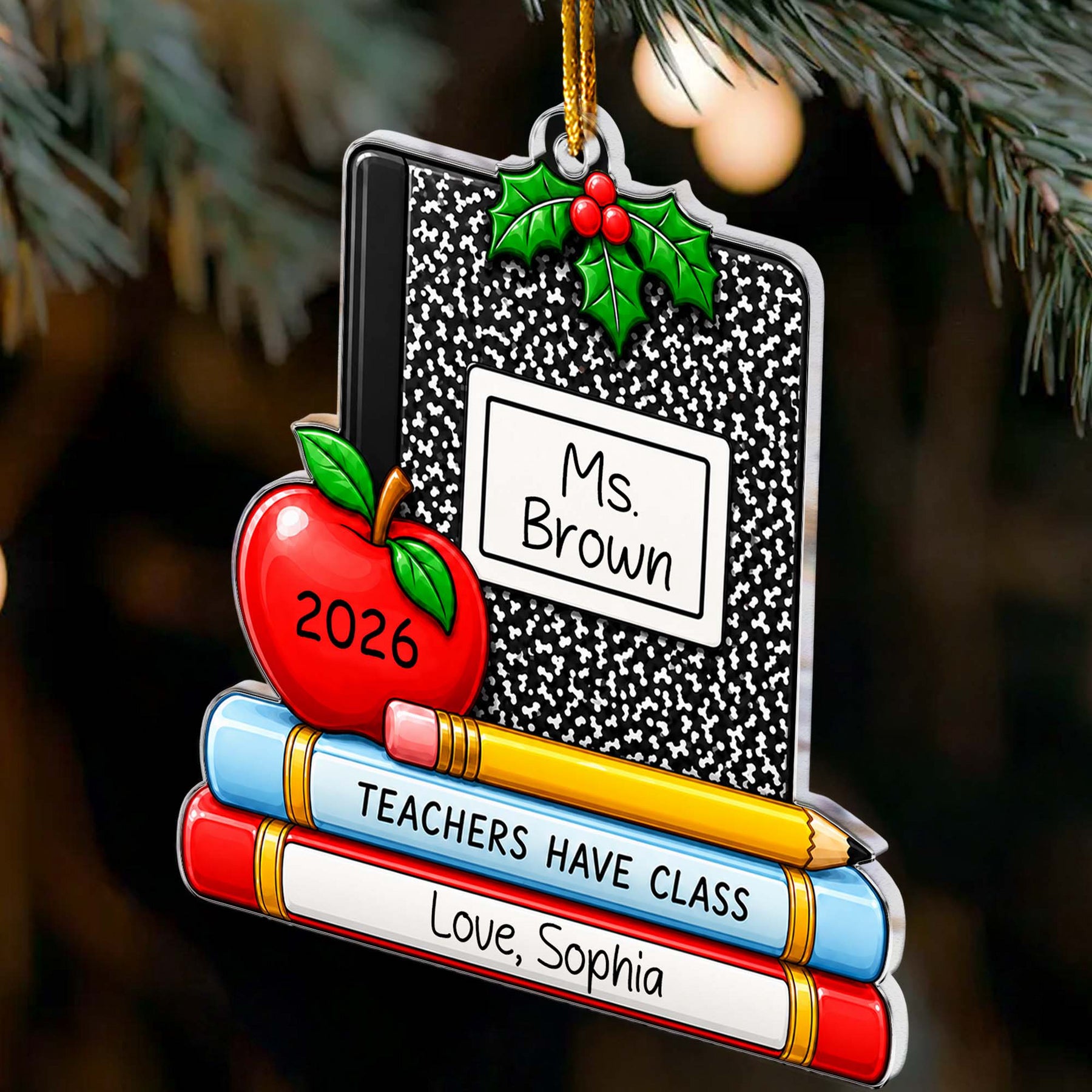 Teacher Composition Book Thank You Appreciation Gift - Personalized Ornament