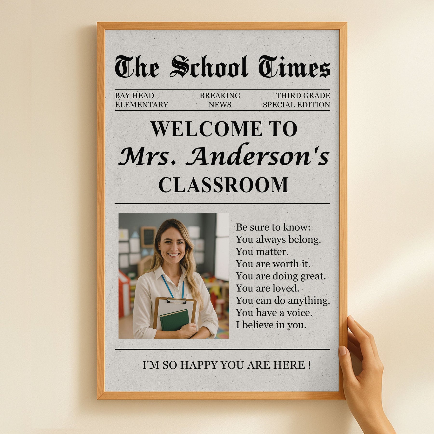 The Back To School Times Teacher Newspaper - Personalized Photo Poster/Canvas