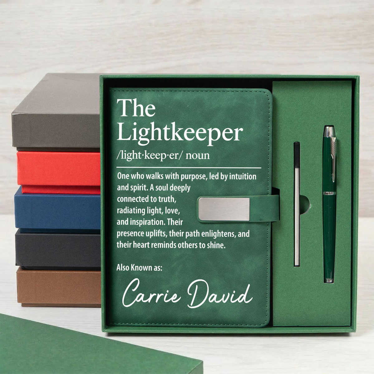 The Lightkeeper Custom Name Gift For Boss Mentor Coworker - Personalized Notebook Set
