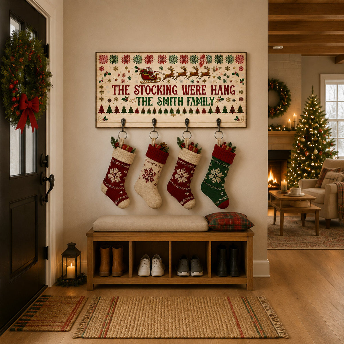 The Stockings Were Hang, Christmas Decor For Family - Personalized Stocking Holder