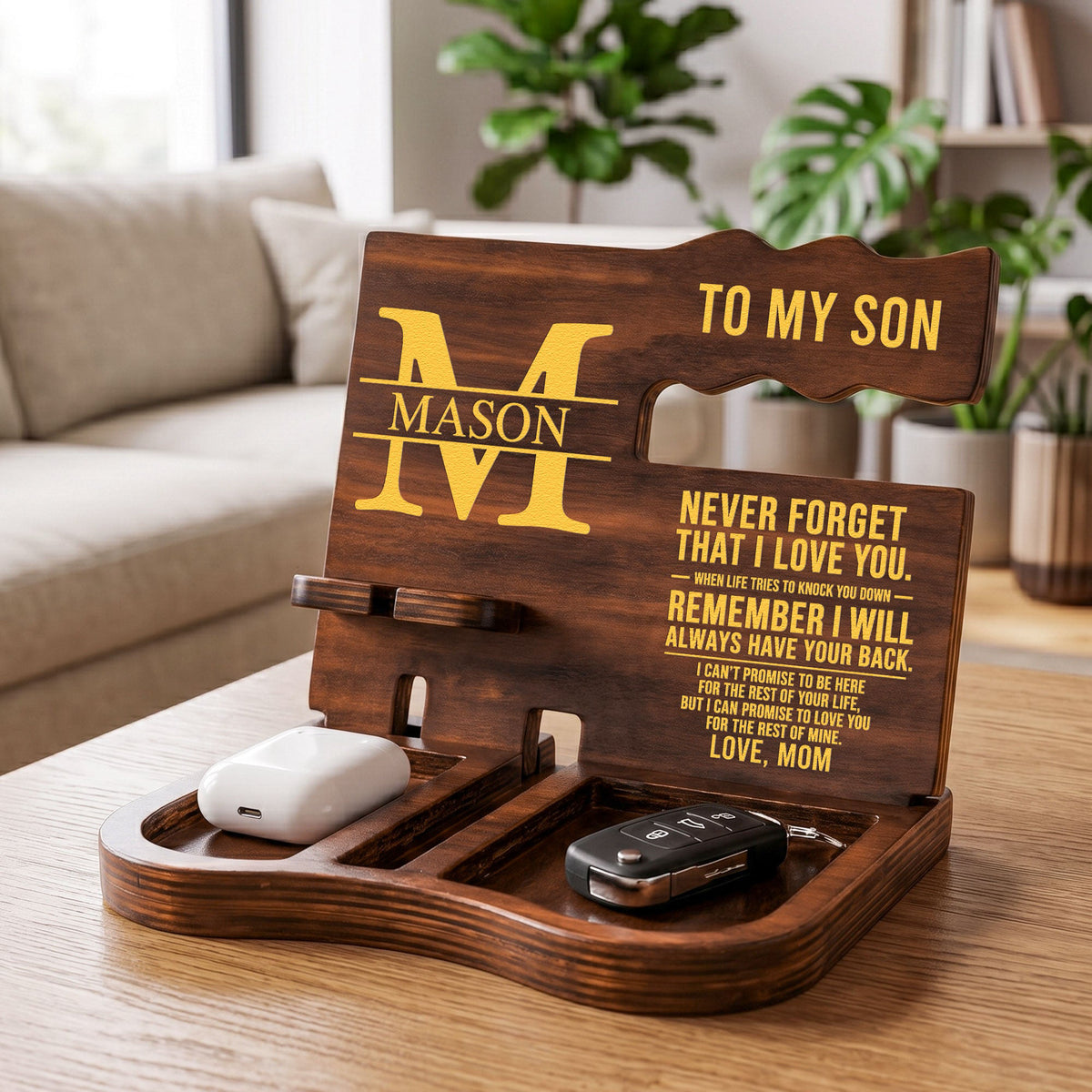 To Son Never Forget That I Love You From Mom, Dad - Personalized Desk Organizer