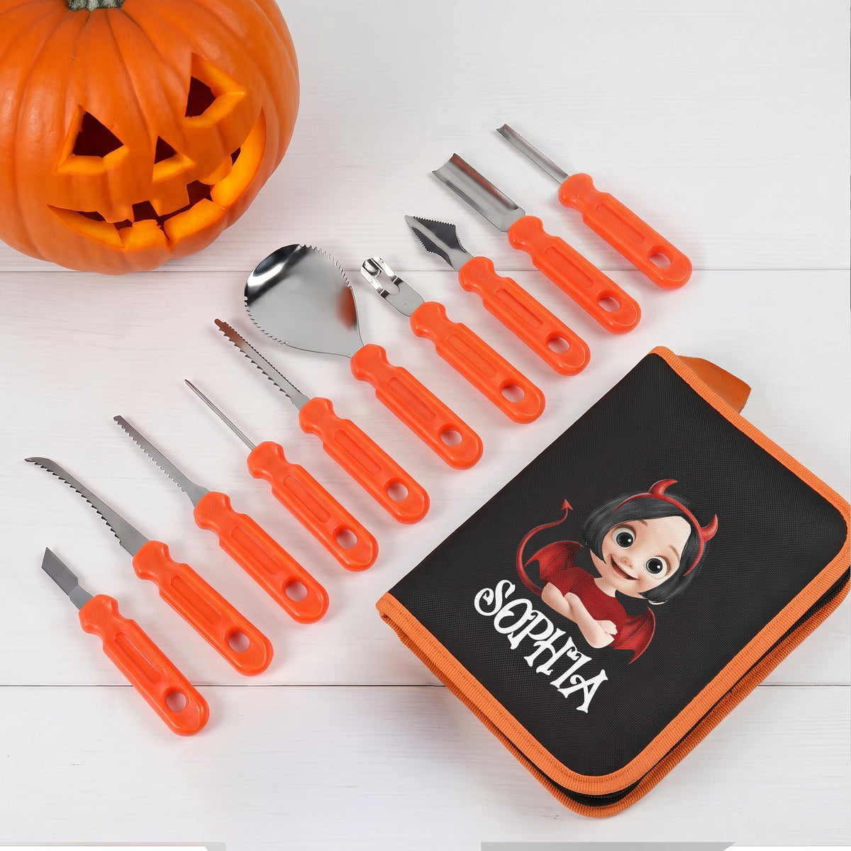 Tools Set With Name Halloween Gift For Children - Personalized Pumpkin Carving Kit