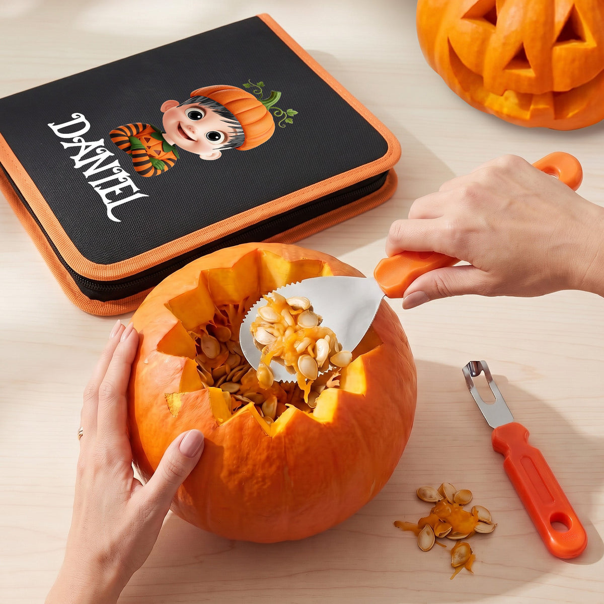 Tools Set With Name Halloween Gift For Children - Personalized Pumpkin Carving Kit