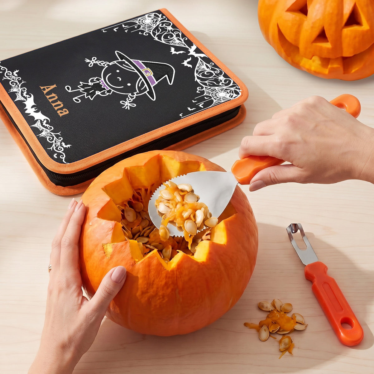 Tools Set With Name Halloween Gift For Kids - Personalized Pumpkin Carving Kit