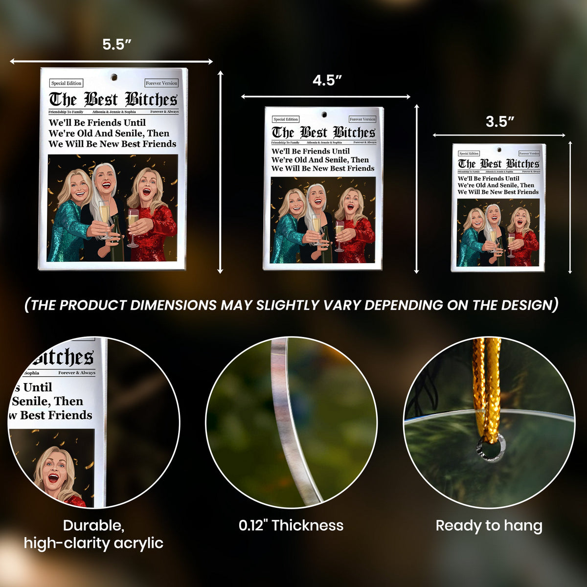 Turn Photo Into Art - Friendship Newspaper Thank You Gifts For Besties - Personalized Ornament