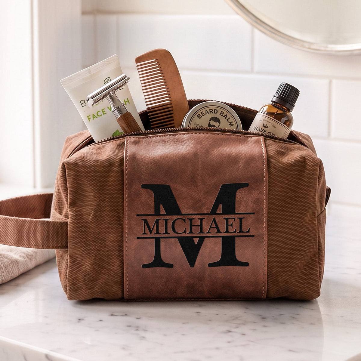 Vintage Monogram, Custom Name - Personalized Toiletry Bag