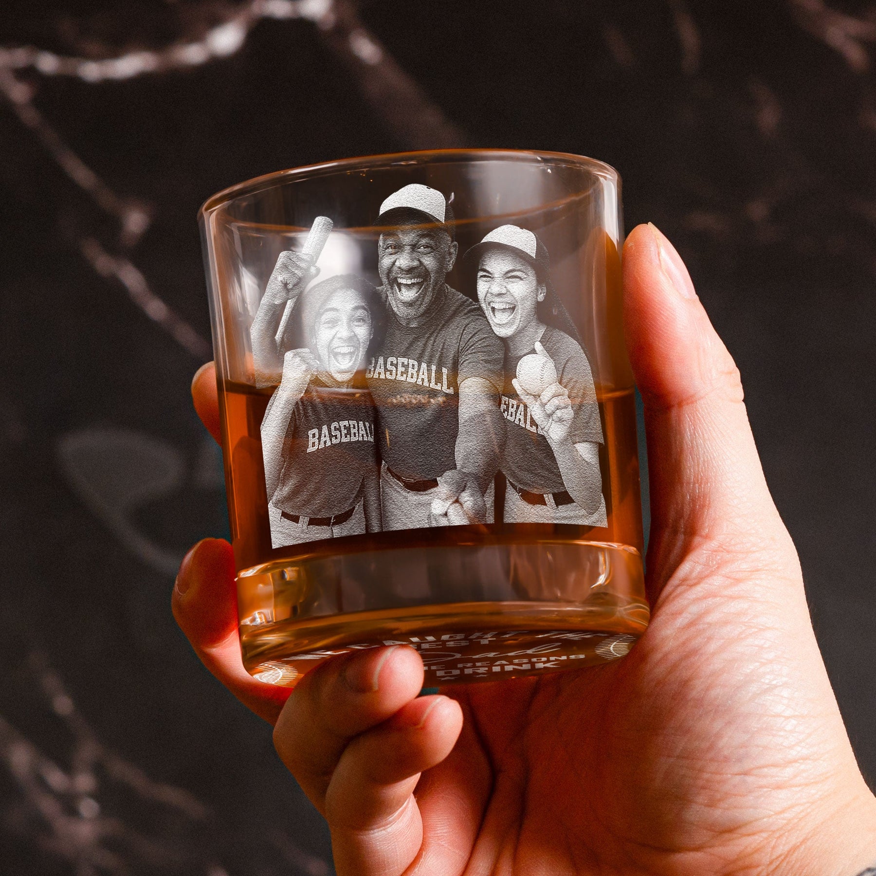 We Caught The Best Dad - Personalized Whiskey Glass With Photo