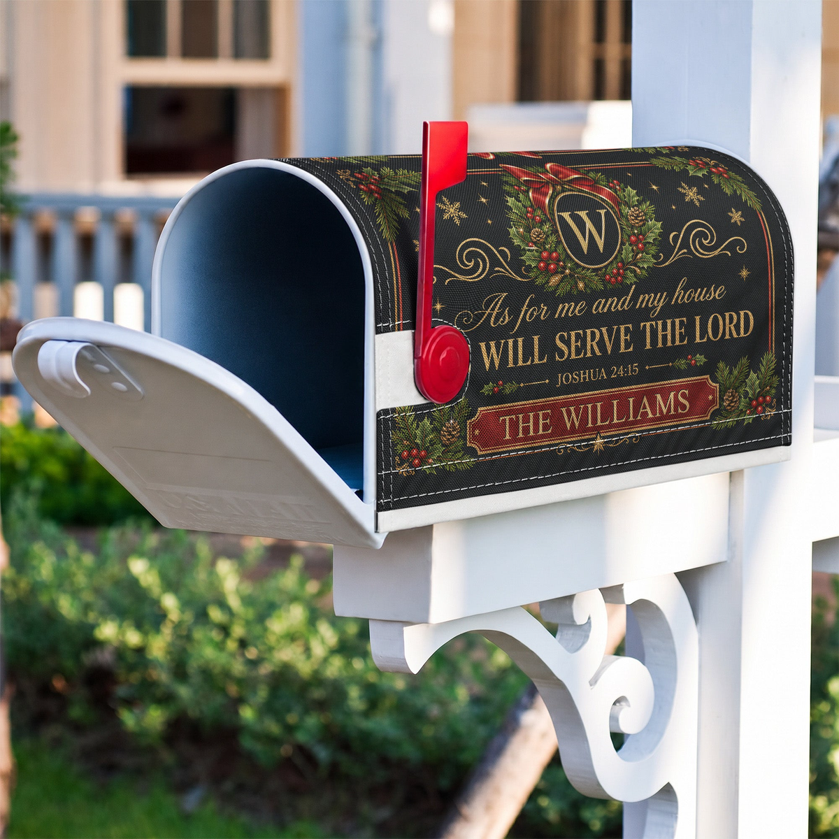 We'll Serve The Lord Christmas Decor - Personalized Mailbox Cover