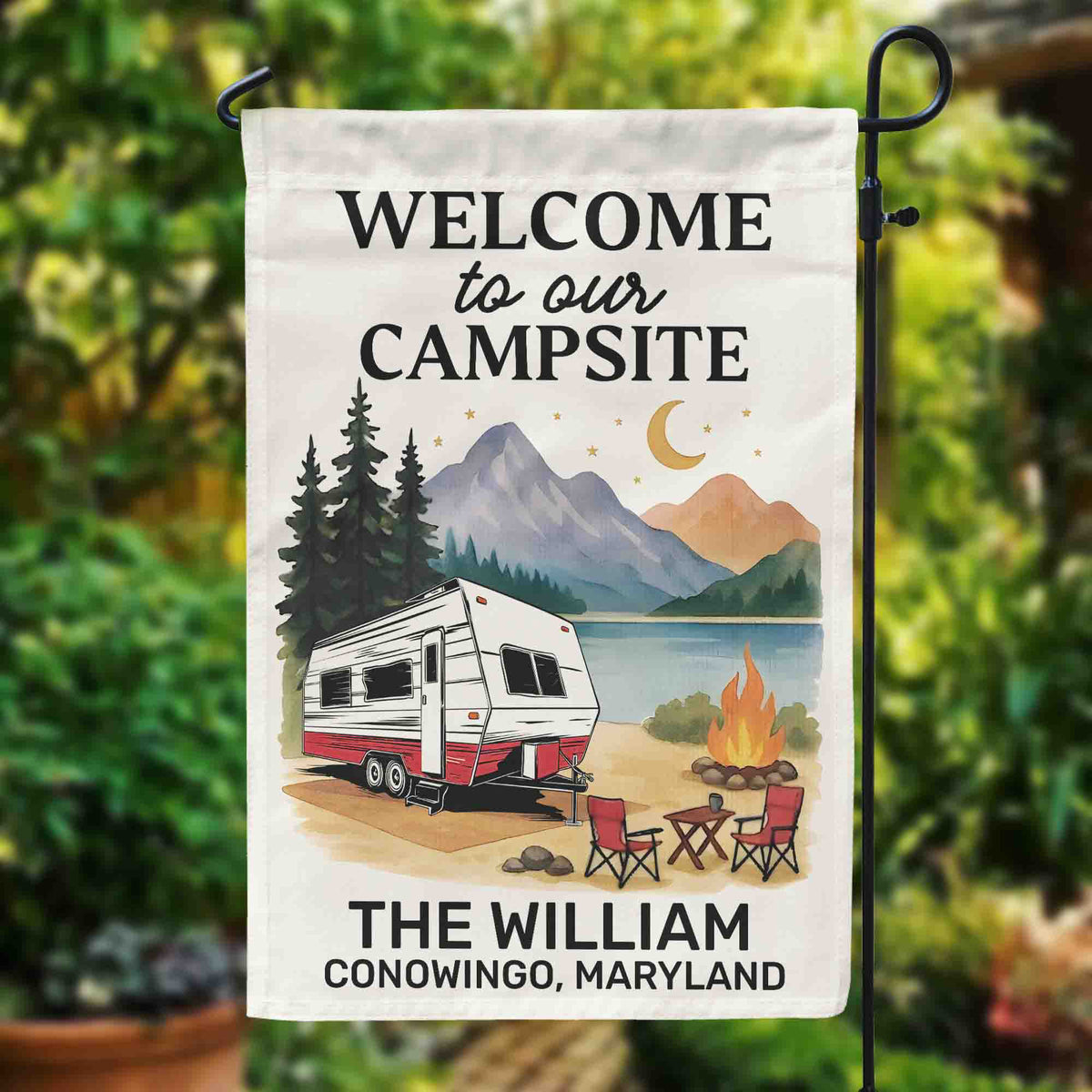 Welcome To Our Campsite, Gift For Camping Family, Camping Lovers - Personalized Flag