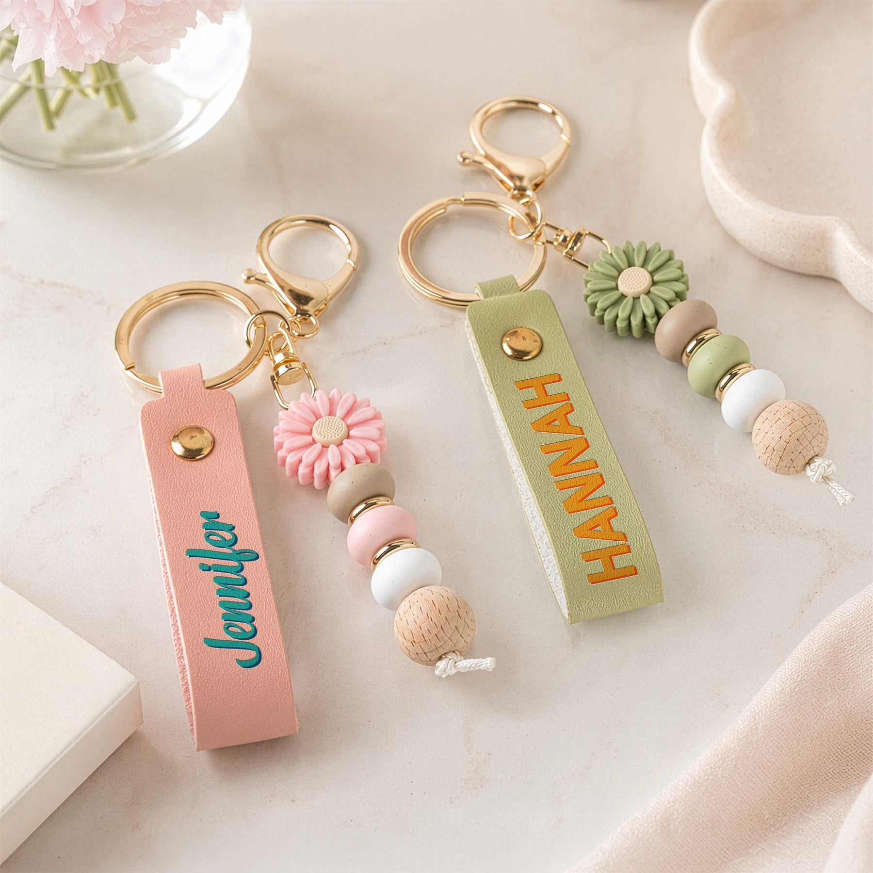 Word Name Shadow - Personalized Beaded Keychain