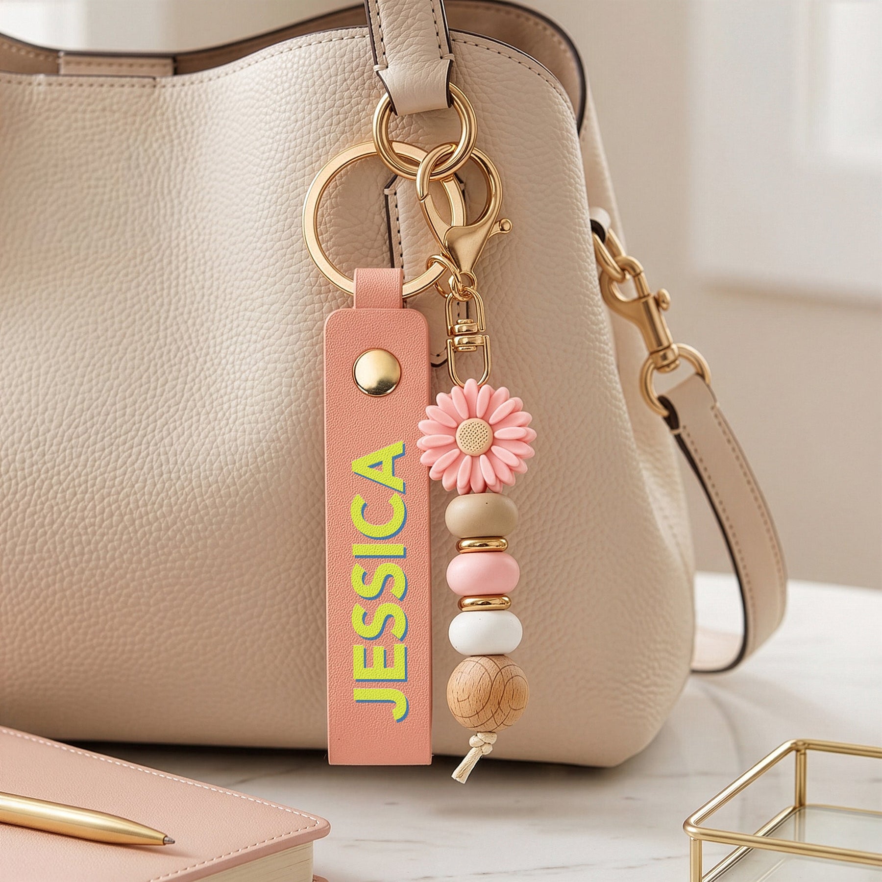 Word Name Shadow - Personalized Beaded Keychain