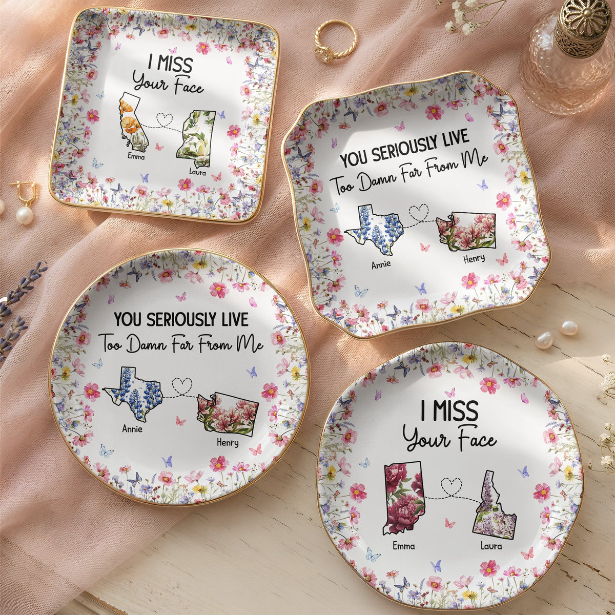 You Seriously Live Too Damn Far From Me Long Distance Custom States - Personalized Jewelry Dish
