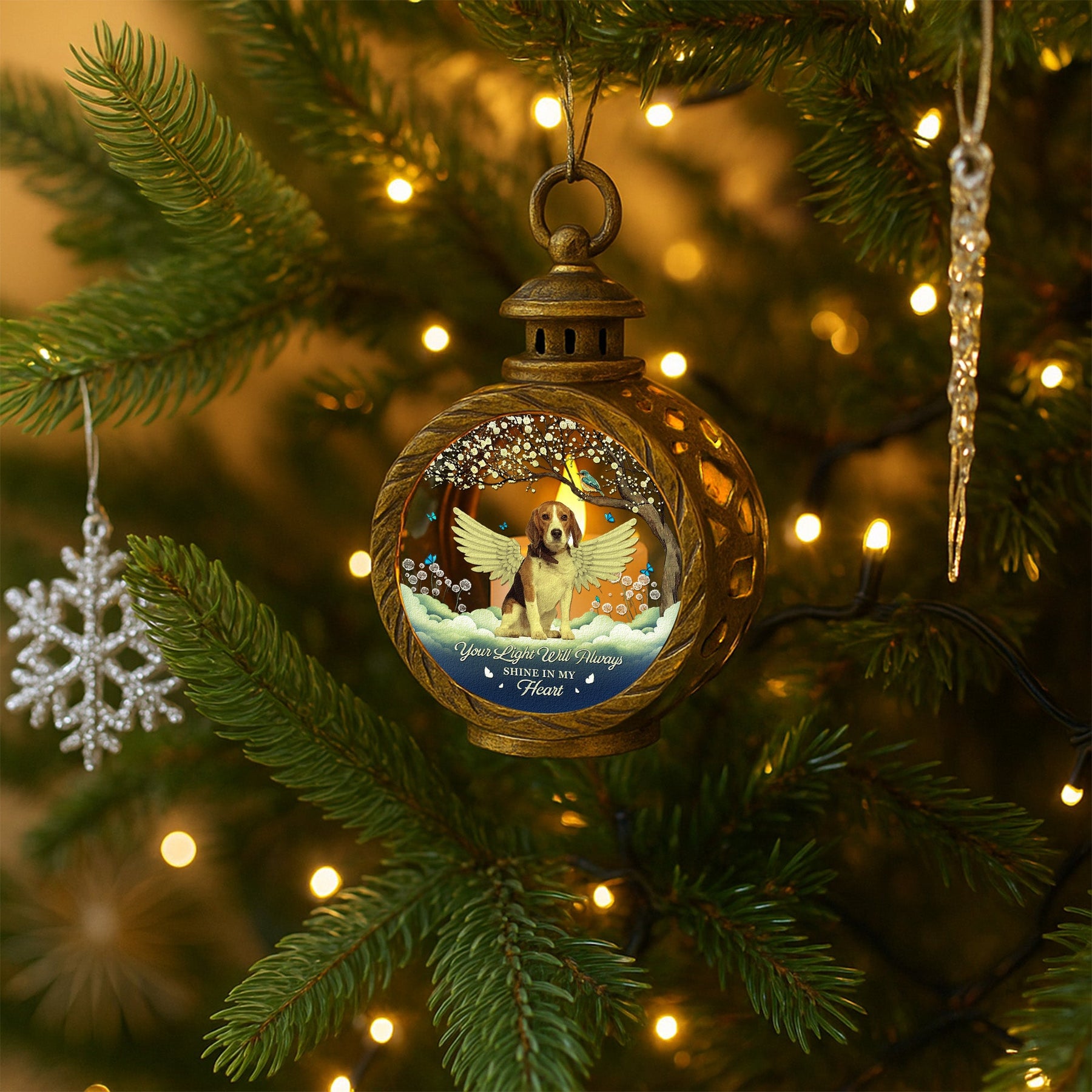 Your Light Will Always Shine In My Heart Memorial Pet - Personalized Photo Lantern Night Light