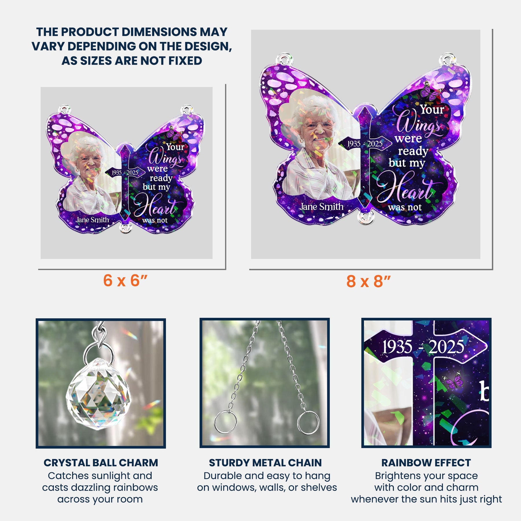 Your Wings Ready - Personalized Acrylic Suncatcher With Crystal Ball Prism