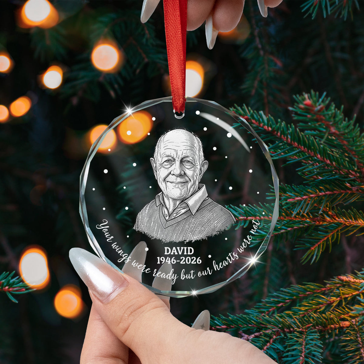 Your Wings Were Ready But Our Hearts Were Not Photo Sketch Line Art - Personalized Ornament