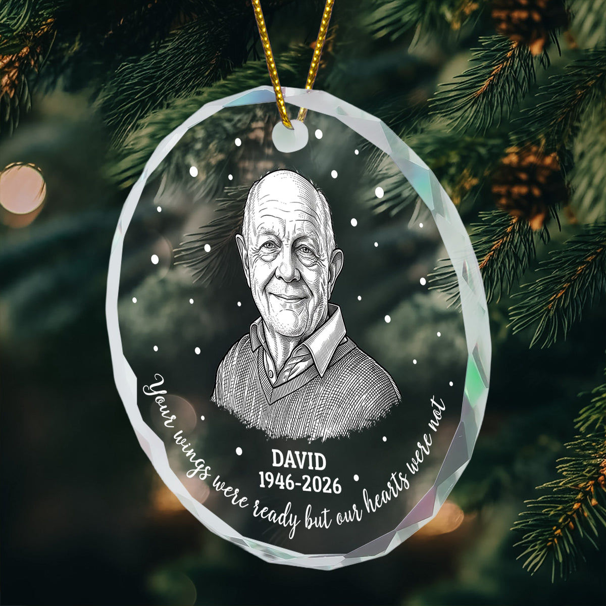 Your Wings Were Ready But Our Hearts Were Not Photo Sketch Line Art - Personalized Ornament