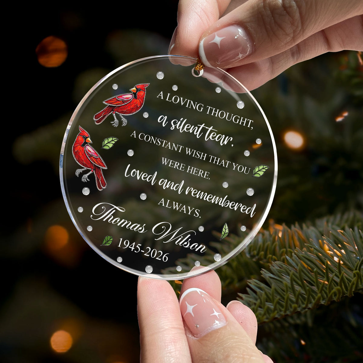 A Loving Thought, A Silent Tear Custom Name Memorial Christmas Gifts - Personalized Ornament