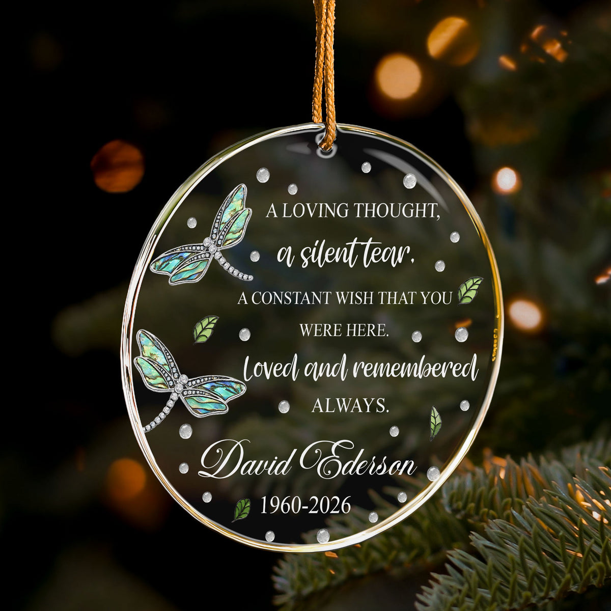 A Loving Thought, A Silent Tear Custom Name Memorial Christmas Gifts - Personalized Ornament
