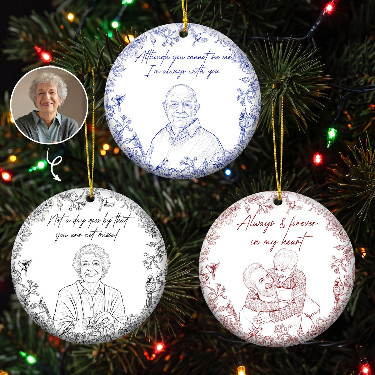 always-with-you-at-christmas-and-forever-custom-photo-sketch-art-personalized-ornament-1