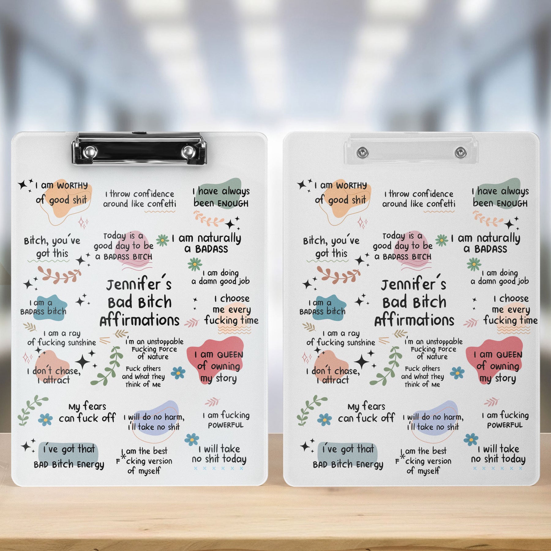 Bad BTch Affirmations - For Coworkers, Friends, Self Gift - Personalized Clipboard