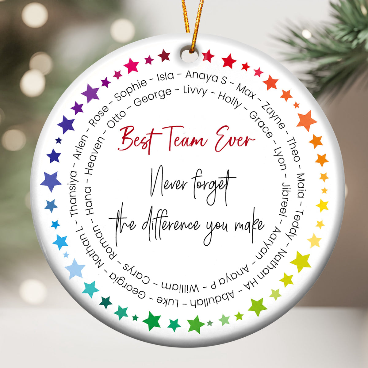 Best Team Ever - Custom Name Word Wreath, Bulk Gifts For Coworkers, Team - Personalized Ornament