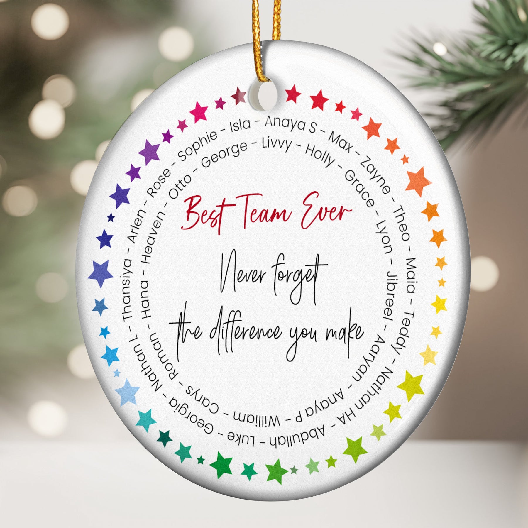 Best Team Ever - Custom Name Word Wreath, Bulk Gifts For Coworkers, Team - Personalized Ornament