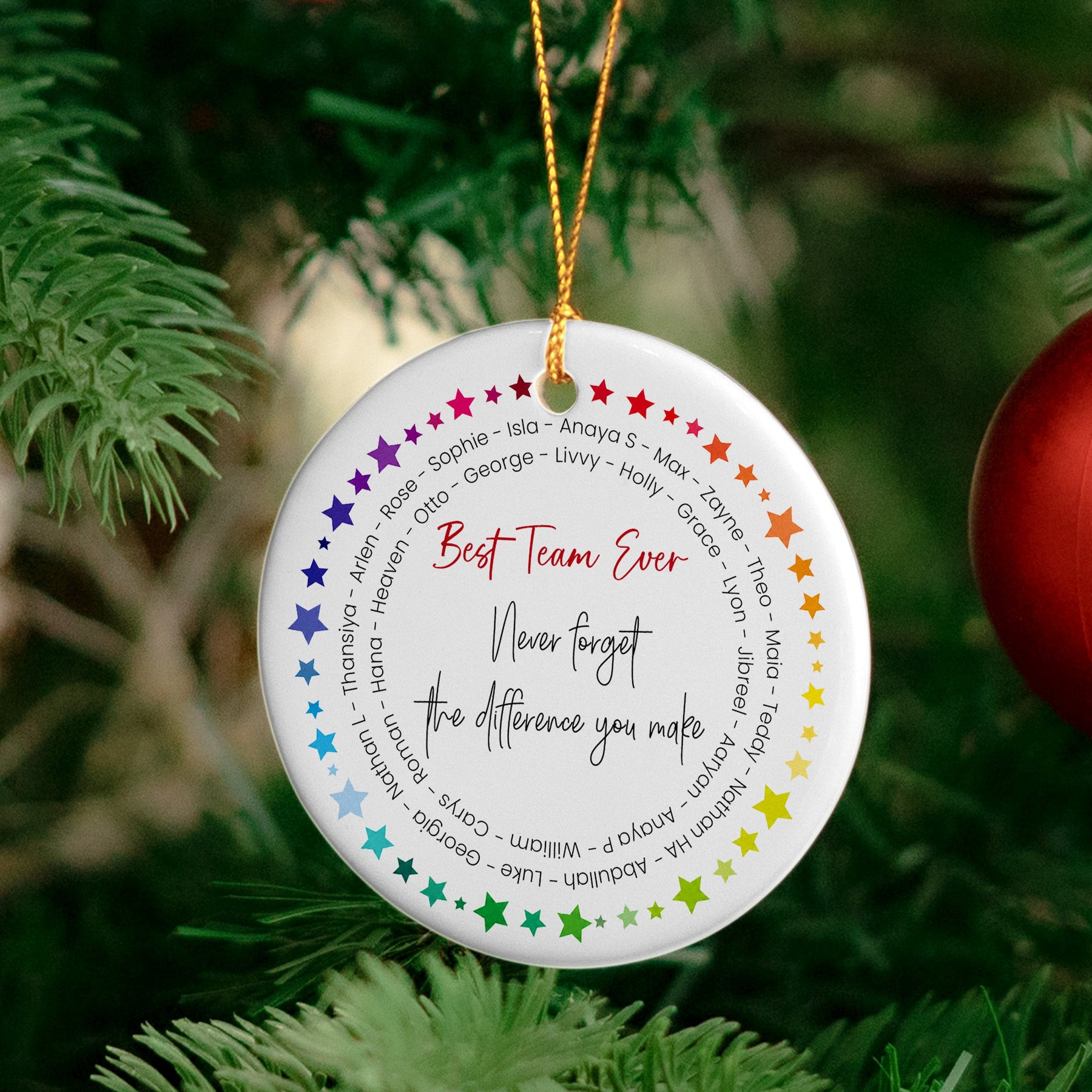 Best Team Ever - Custom Name Word Wreath, Bulk Gifts For Coworkers, Team - Personalized Ornament