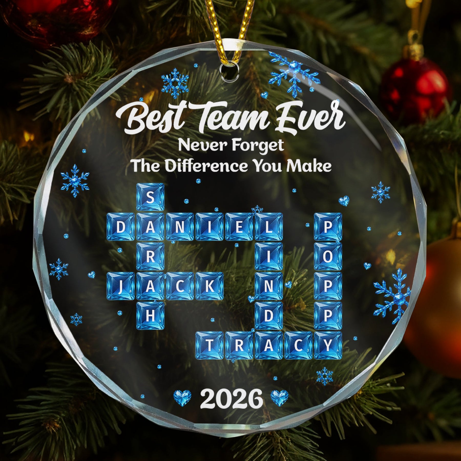 Best Team Ever - Custom Scrabble Crosswords Names, Bulk Gifts For Coworkers - Personalized Ornament