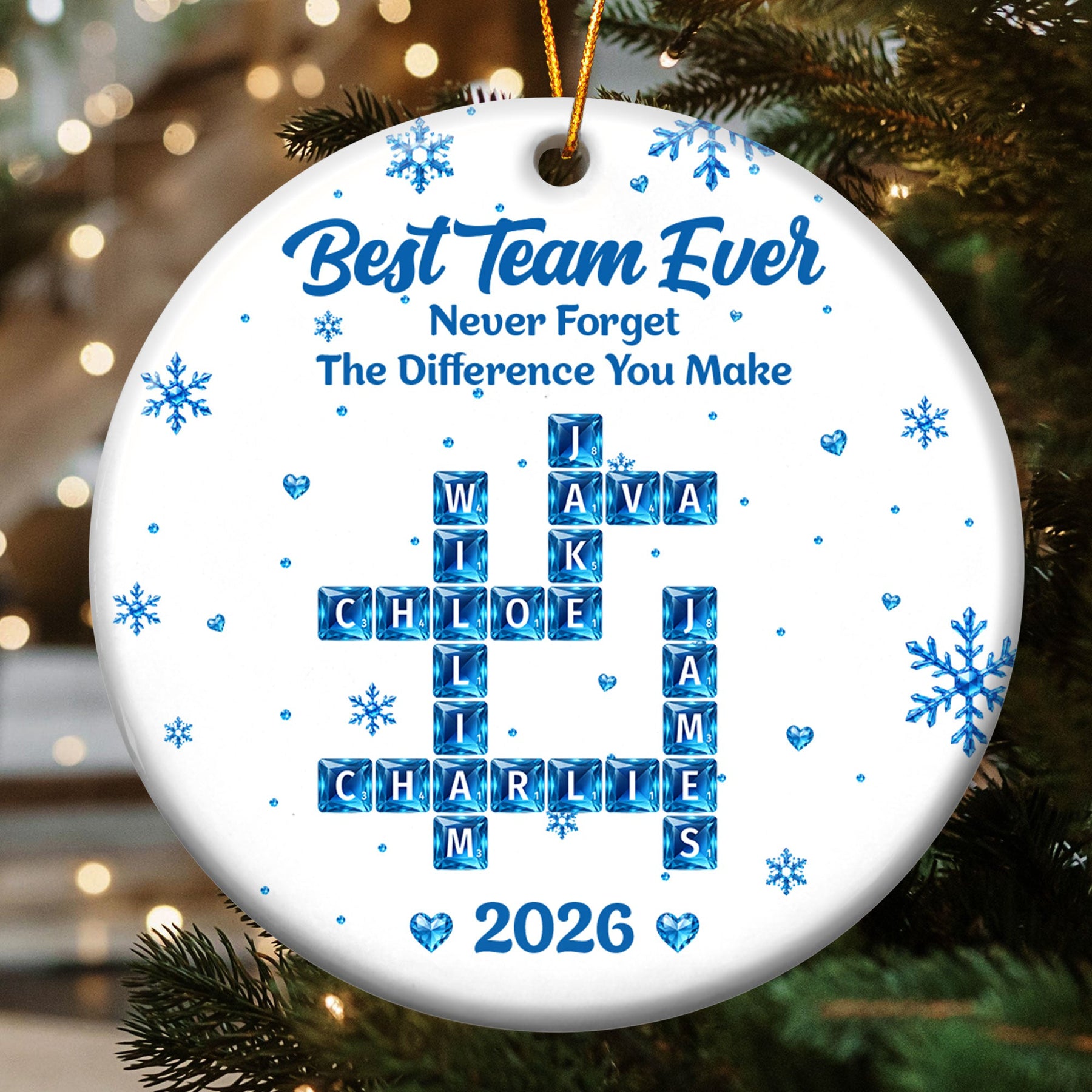 Best Team Ever - Custom Scrabble Crosswords Names, Bulk Gifts For Coworkers, Team - Personalized Ornament