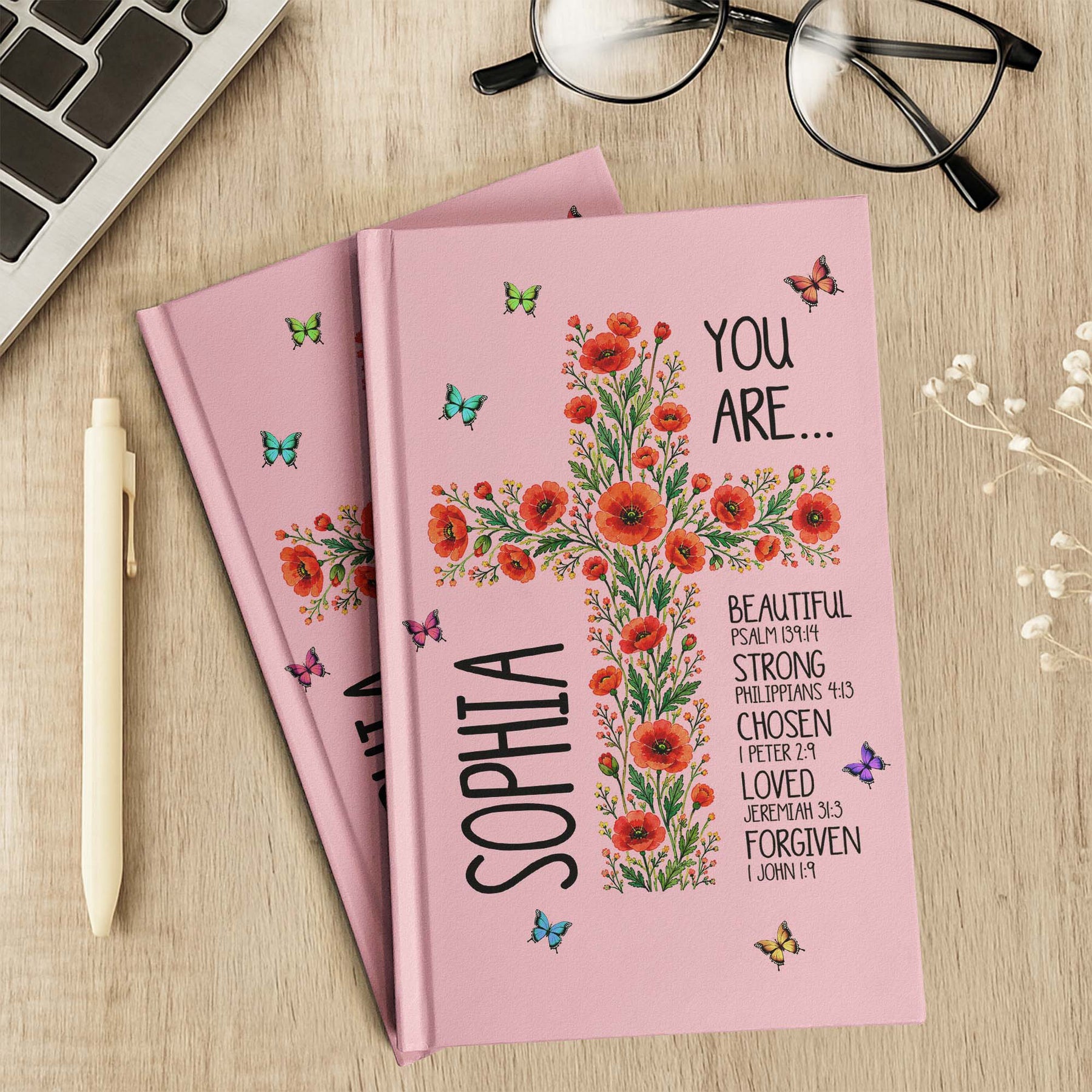 Birth Flower Cross You Are Bible Verse Affirmations - Personalized Journal