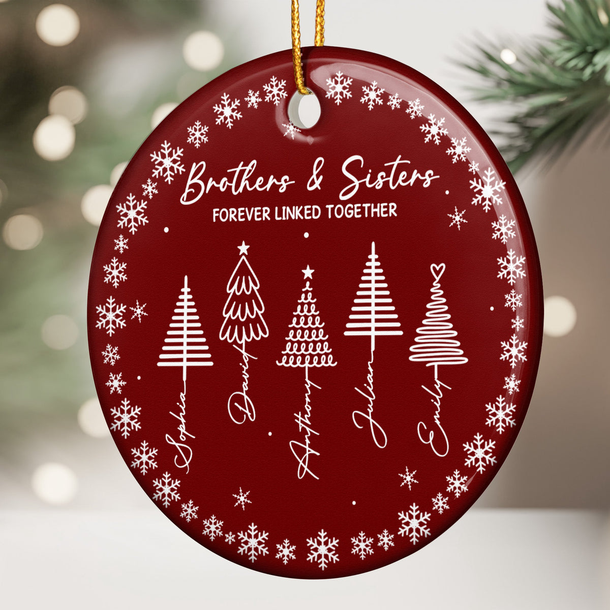 Brothers & Sisters Forever Linked Together - Christmas Gifts For Family - Personalized Ornament