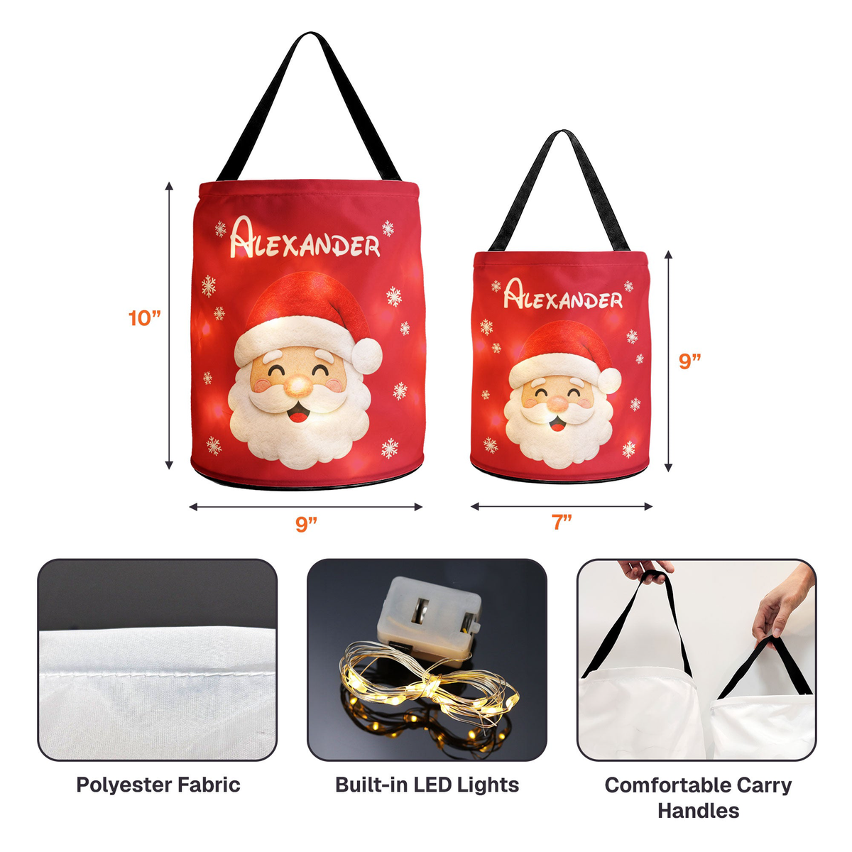 Christmas Gift Bag, Christmas Bag With Name, Holiday Gift Bag, Santa Gift Bag, Family Christmas Sack - Personalized Basket