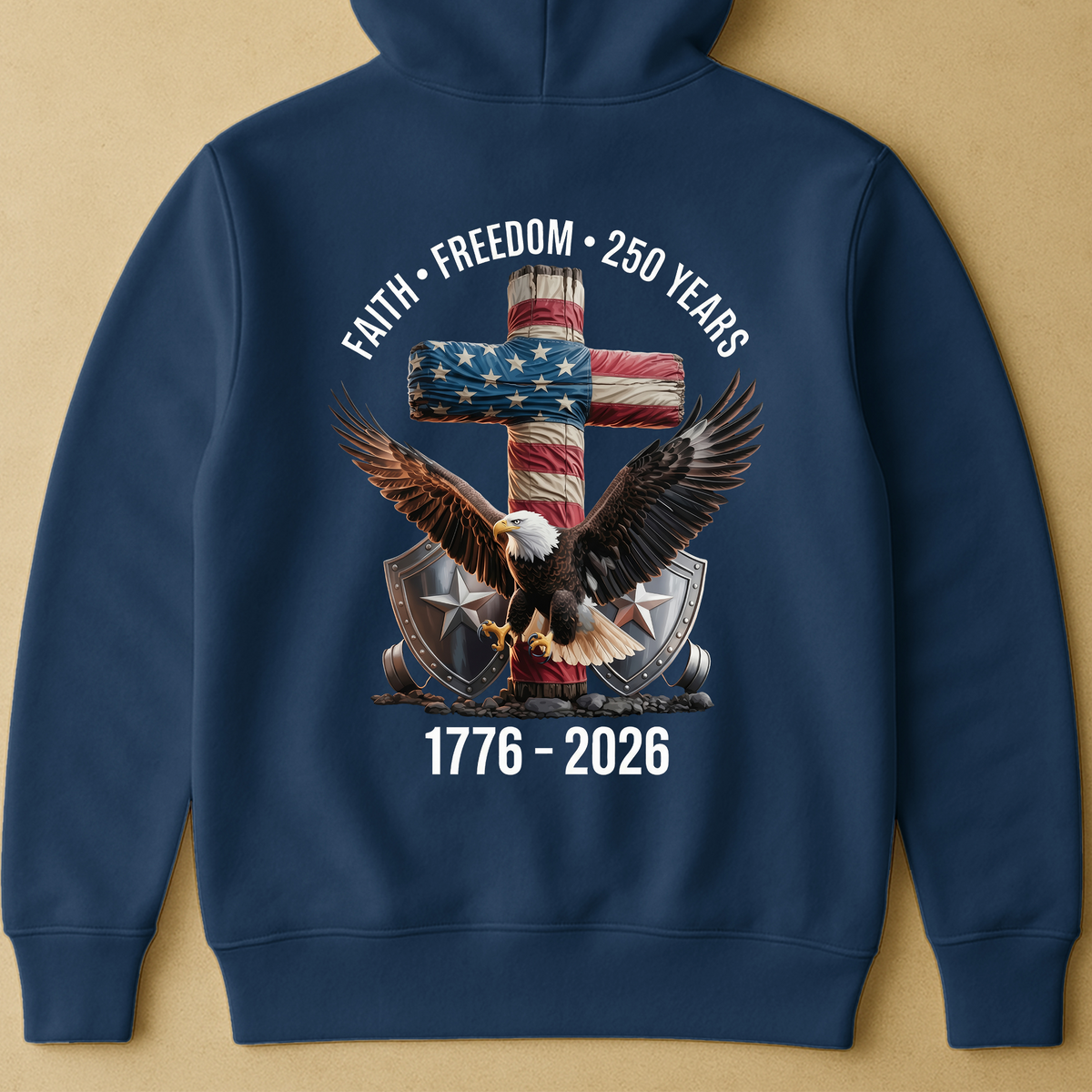 Faith Freedom 250 Years Eagle & Cross - Back Printed Shirt