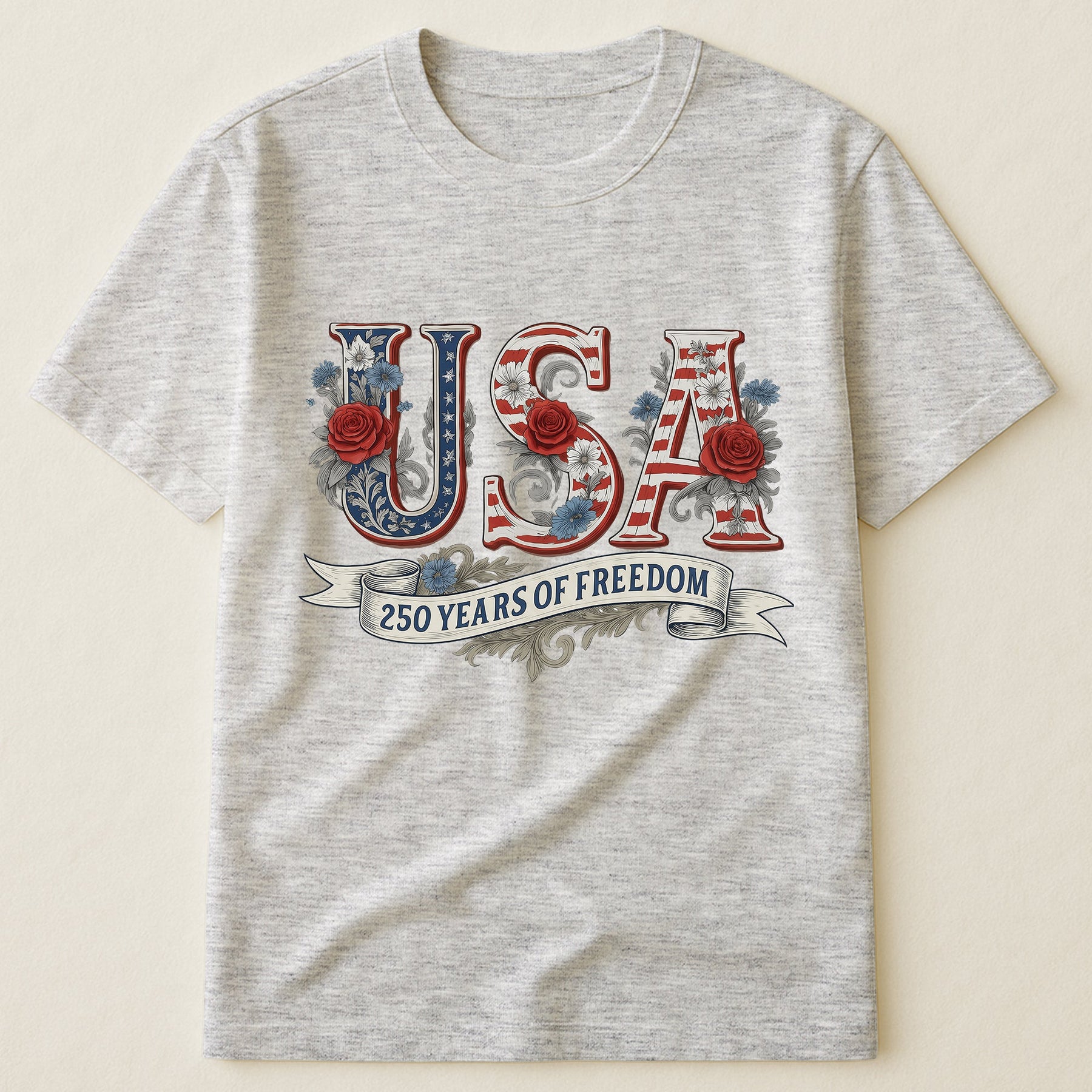 USA Floral 250 Years Of Freedom Vintage - Shirt