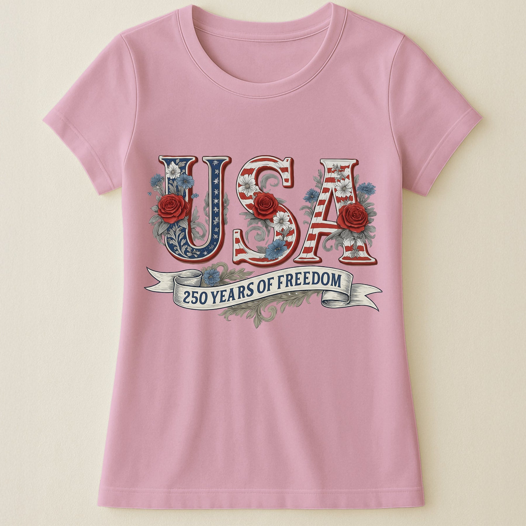 USA Floral 250 Years Of Freedom Vintage - Shirt