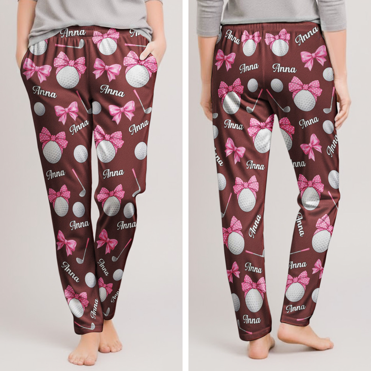 Coquette Bow Golf Custom Name Gift For Golfer, Golf Lovers - Personalized Lounge Pants