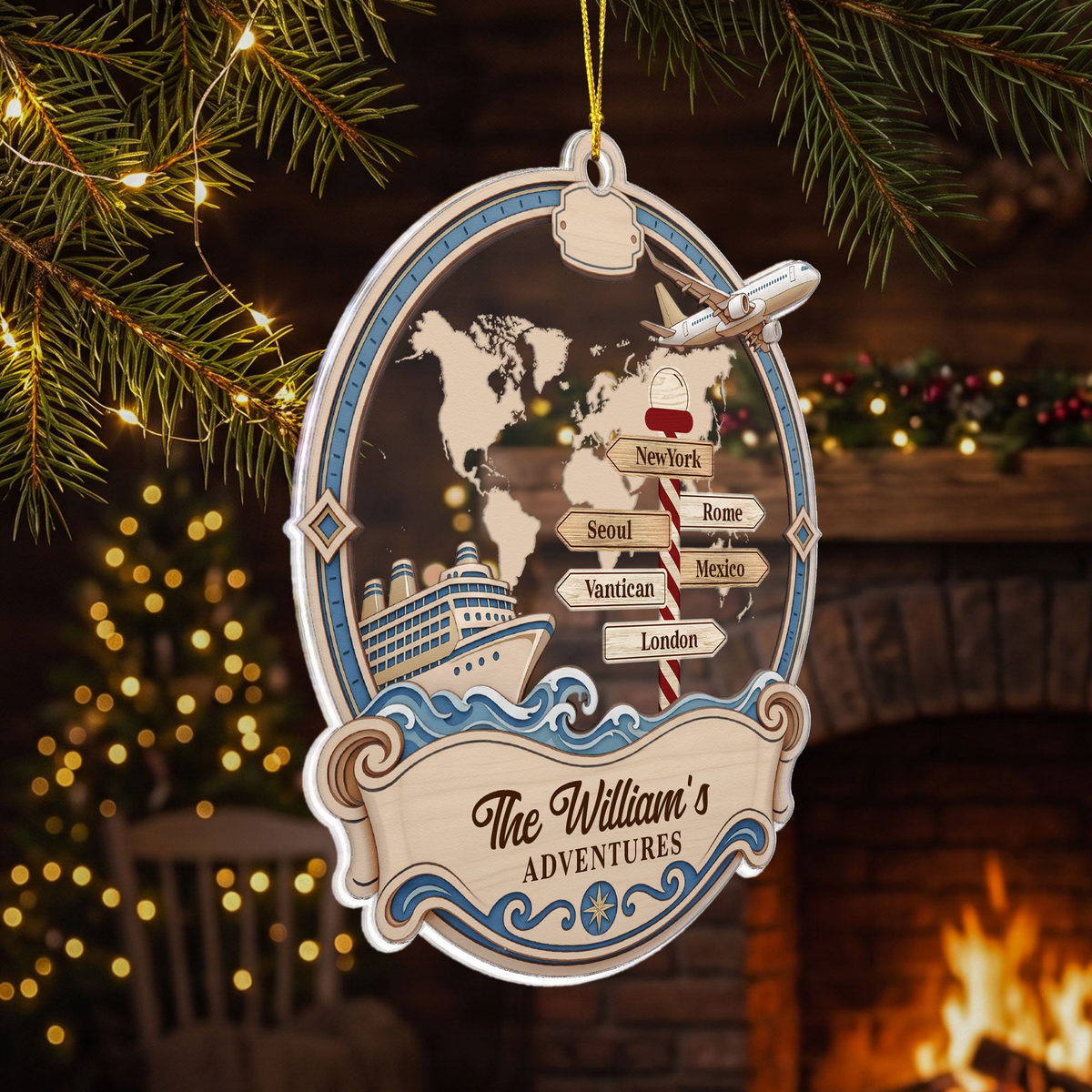 Cruise And Plane Adventures - Personalized Ornament
