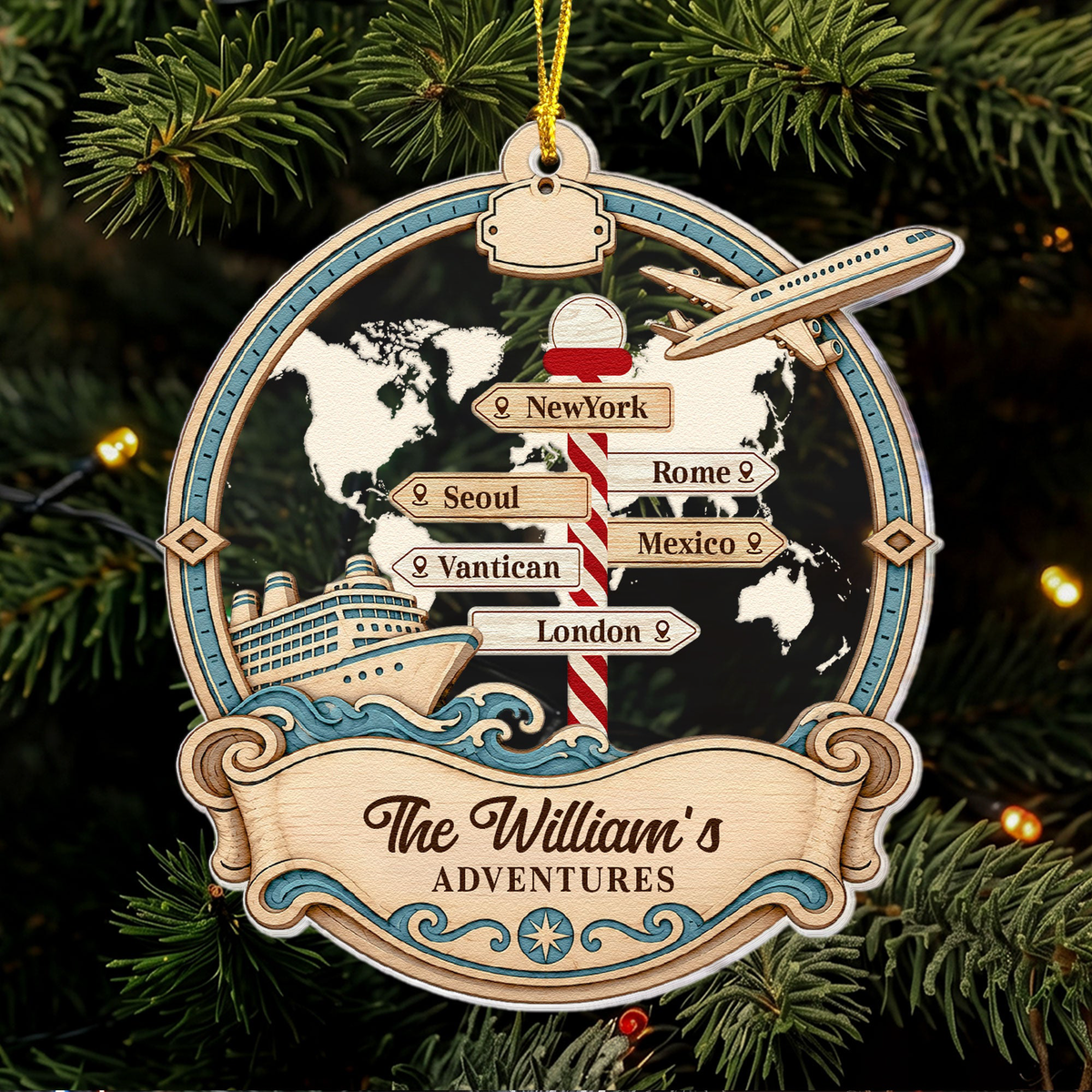 Cruise And Plane Adventures - Personalized Ornament
