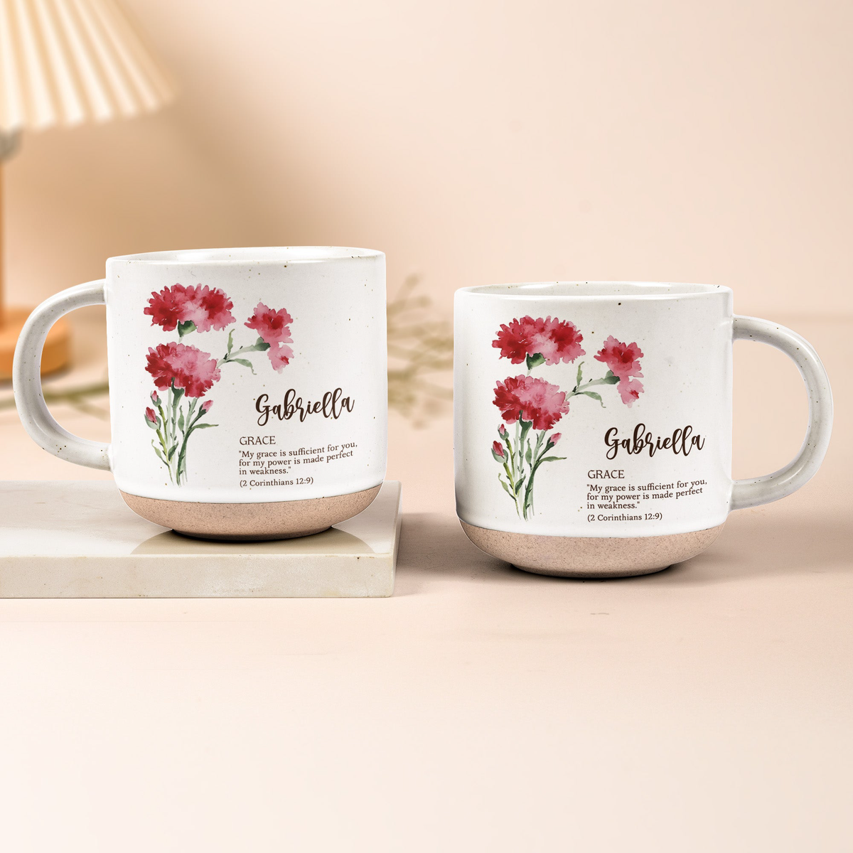 Custom Birth Flower Initial With Bible Verse - Personalized Mug