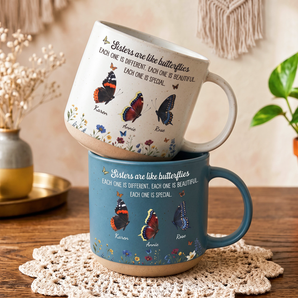 Custom Birth Month Butterflies Gift For Sister Friend Sibling - Personalized Mug