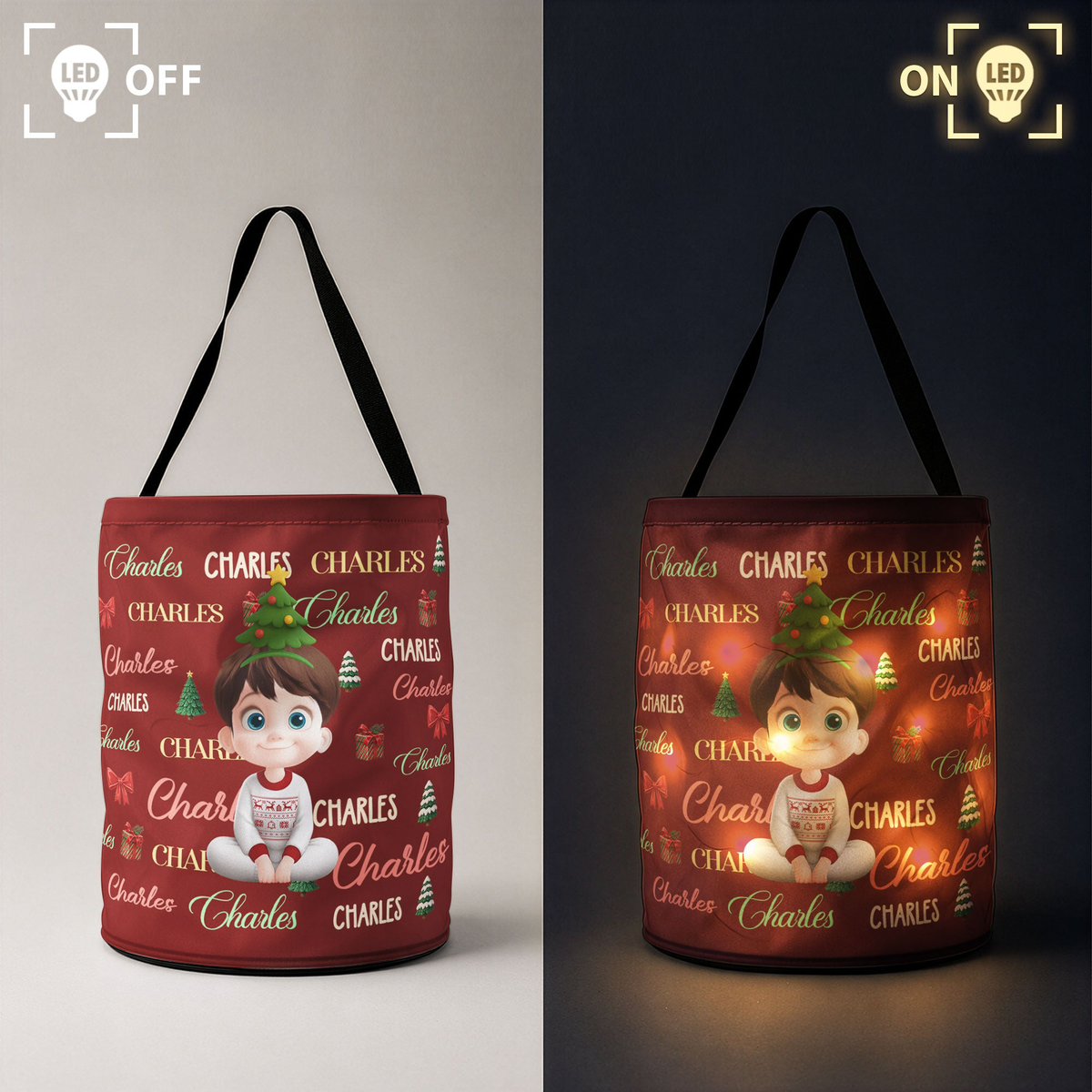 Custom Charaacter Christmas Gift Bag, Christmas Bag With Name, Holiday Gift Bag, Santa Gift Bag, Family Christmas Sack - Personalized Basket